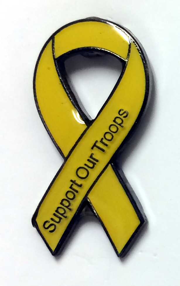 Support Our Troops Yellow Ribbon Pin